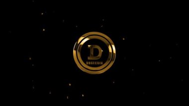 Lüks altın dogecoin şifreleme logosu yeşil ekran arkaplanı