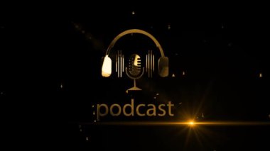 Lüks altın podcast logosu yeşil ekran arkaplanı
