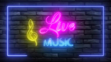 canlı müzik logosu neon ışık efekti yeşil ekran arkaplanı