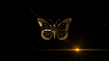 Lüks altın kelebek logosu yeşil ekran arka planı