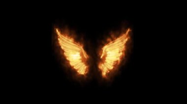 Ateş efekti yeşil ekran arkaplanı ile kanat çırpma