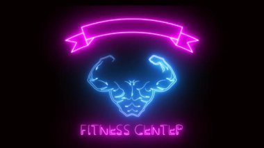 Parlak ışık efektli yeşil ekran arka planlı fitness merkezi reklam panosu