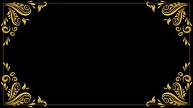 Çiçek süslemeli altın çerçeve yeşil ekran arkaplan