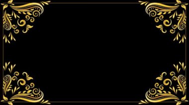 Lüks altın çerçeve çiçekli süs yeşil ekran arka planı