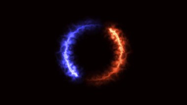 Mavi ve kırmızı ateş hatları yeşil ekran arkaplanını etkiler