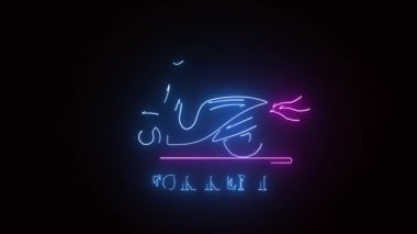 Motosiklet imzalı neon ışık efekti yeşil ekran arkaplan
