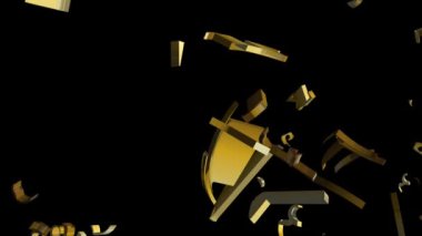 Lüks altın kalkan açılış logosu yeşil ekran arkaplanı