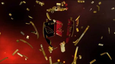kırmızı ve altın esport logo kırma efekti yeşil ekran arkaplanı
