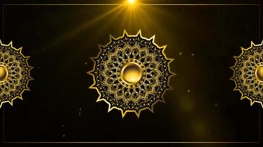 altın çerçeve mandala ışık efekti yeşil ekran arkaplanı