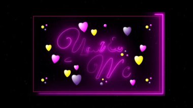 Neon ışıkları olan romantik metin yeşil ekran arkaplanını etkiler