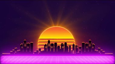 vaporwive şehir arka planı spot ışığı etkisiyle