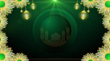 İslami arkaplanlı altın çerçeve çiçek