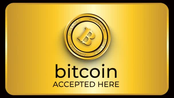 Криптовалюта bitcoin принята здесь на зеленом фоне