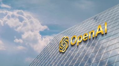 Jakarta, Endonezya - 02 Ocak 2025. OpenAI 'den ChatGPT logosu. Bina camı, 3D Video Illustration