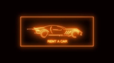Bir araba logosu kirala neon ışık efekti yeşil ekran arkaplanı