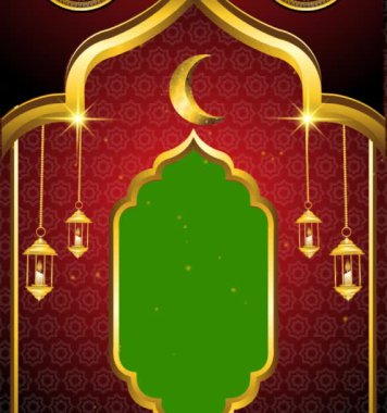 kırmızı ve altın çerçeve İslami yeşil ekran arkaplan