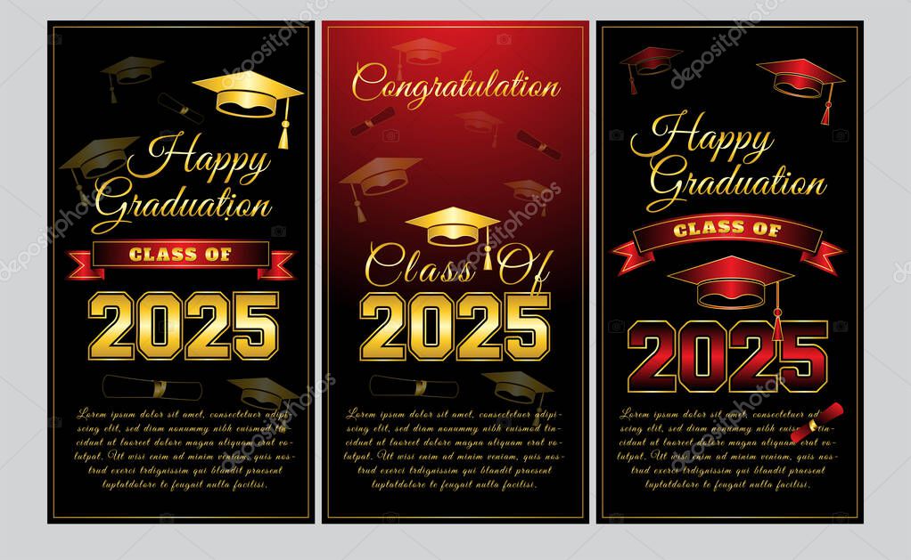 Set of banner happy graduation class of 2025