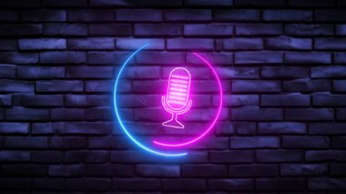 Podcast logosu mavi ışık efekti yeşil ekran arkaplanı