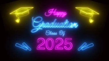 neon ışık efekti mutlu mezuniyet 2025 yeşil ekran arkaplan
