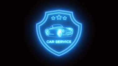 araba servisi neon işareti logosu yeşil ekran arkaplanı