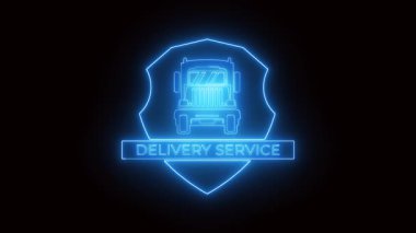 kamyon dağıtım sembolü neon ışık efekti yeşil ekran arkaplanı