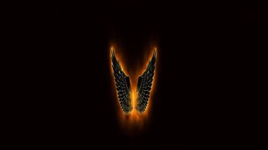 Kanatları olan siyah kartal ışık efekti yeşil ekran arkaplanı