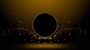 altın parçacık efektli halka şekli yeşil ekran arkaplanı