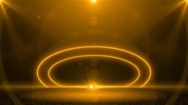 Parlayan ışıkların arka planına sahip lüks altın sahne