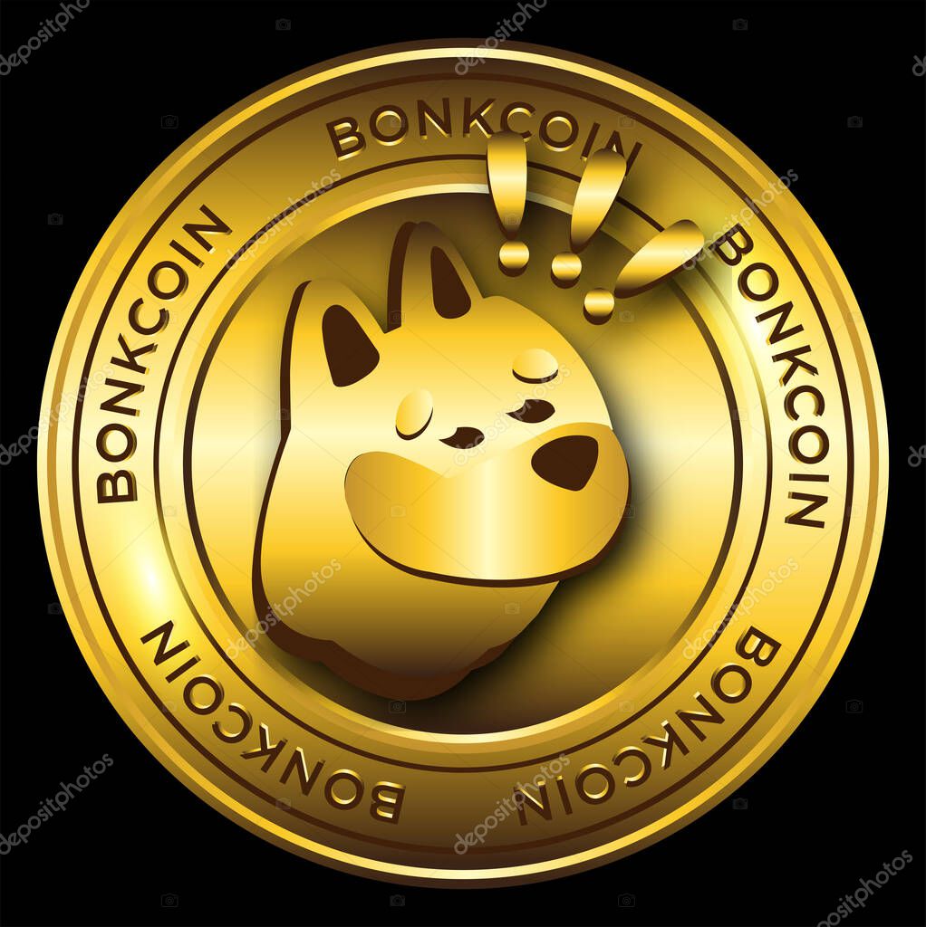 Luxury gold bonk coin crypto currency symbol