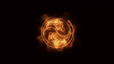 Yin yang sembolü yangın arka planı