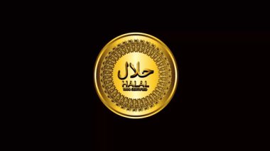 3D animasyon altın madalya helal logo sembolü yeşil ekran arkaplan