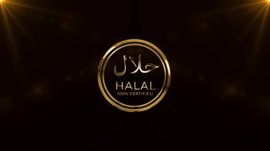 Lüks altın halal logo animasyonu yeşil ekran arkaplanı