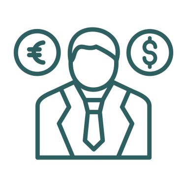 Dolar simgesi. Vektör tarzıdır yuvarlak açılar, mavi renkli, beyaz arka planla düz ikonik sembolü.