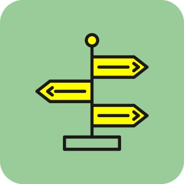 Yön, işaret direği simgesi. Basit vektör illüstrasyonu