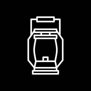 Kahve makinesi ikon vektörü. Beyaz kontur sembolü çizimi. kontur çizgisi