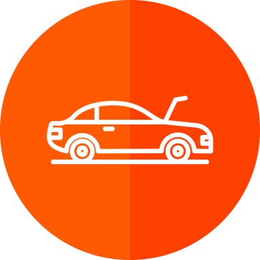 Kaputu açık bir araba. Otomobil servisi. Basit vektör illüstrasyonu 