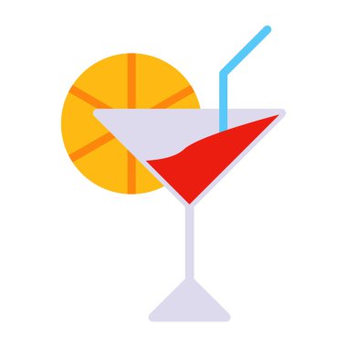 Kokteyl simgesi düz tasarım vektörü