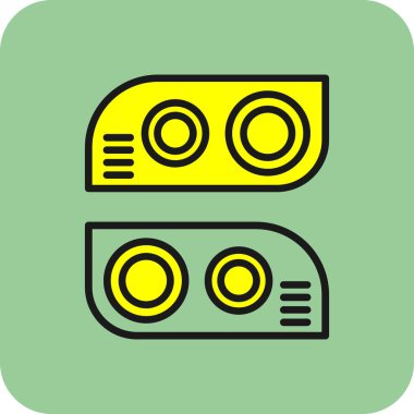 İki Araba Işıkları simgesi, vektör illüstrasyonu