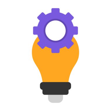 Dişli simgesi olan ampul, vektör illüstrasyon grafik tasarımı