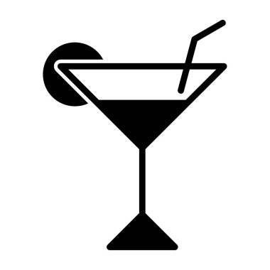 Kokteyl ikonu ya da limonla imzalayıp saman içmek. Vektör illüstrasyonu.