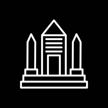 anıt simgesi vektörü siyah arkaplan üzerinde izole, anıt işareti