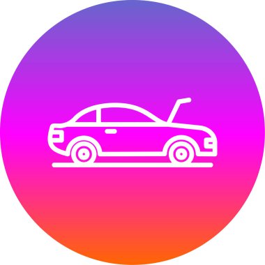 Kaputu açık bir araba. Otomobil servisi. Basit vektör illüstrasyonu 