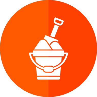 Kum kovası kürek ağ simgesi, basit vektör illüstrasyonu