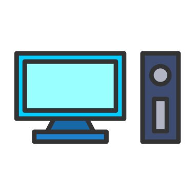 pc bilgisayar simgesinin vektör illüstrasyonu 