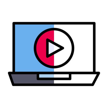 video oynatıcı vektör illüstrasyon tasarımı olan dizüstü bilgisayar