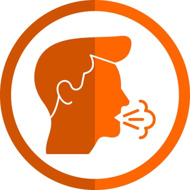 Dumanlı adam vektör ikonu. bicolor düz sembol, turuncu ve sarı renkler, yuvarlak açılar, beyaz arkaplan