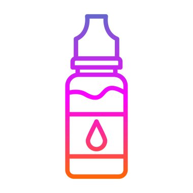 Sıvı halindeki damlacıklarla dolu bir şişe. sıvı renk simgesi.