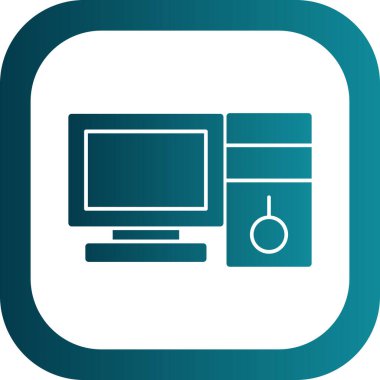 Masaüstü bilgisayar simgesi, vektör illüstrasyonu basit tasarım