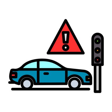 Trafik ışığı simgesi, düz vektör tasarımı