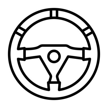 araba direksiyonunun düz simgesi, vektör resimli 
